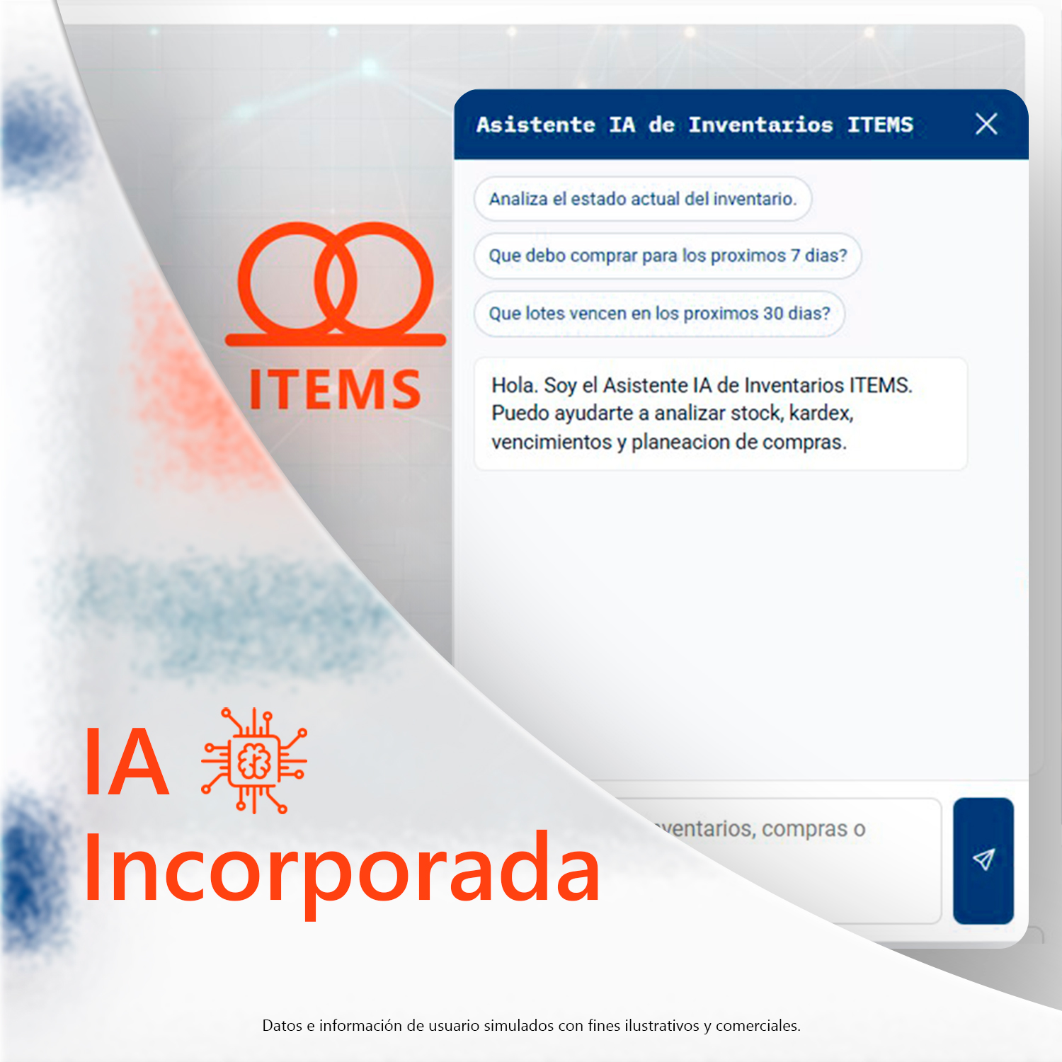 Tablero ITEMS con indicadores de inventario y abastecimiento